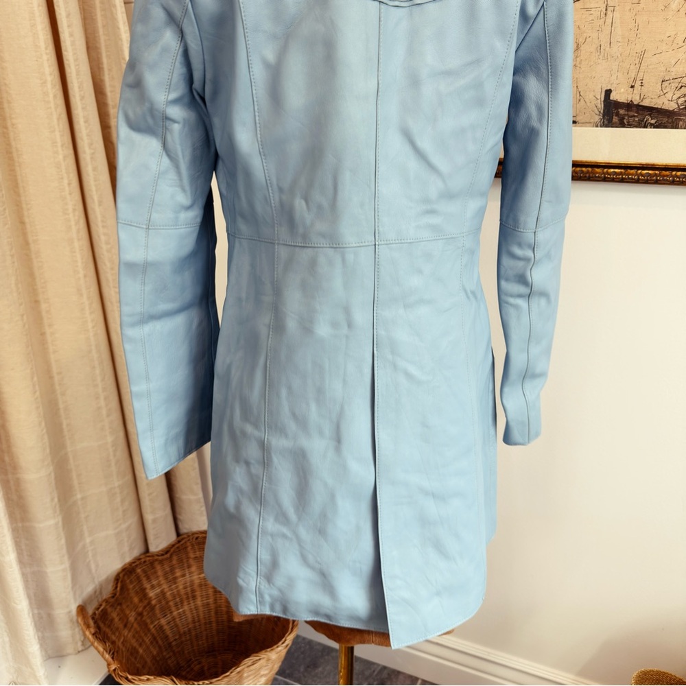 ✨ FREE PEOPLE vintage y2k baby blue leather jacket - Picture 6 of 8